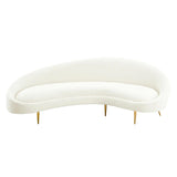 Jonathan Adler Ether Curved 4 Seat Sofa - Olympus Oatmeal Woven Boucle