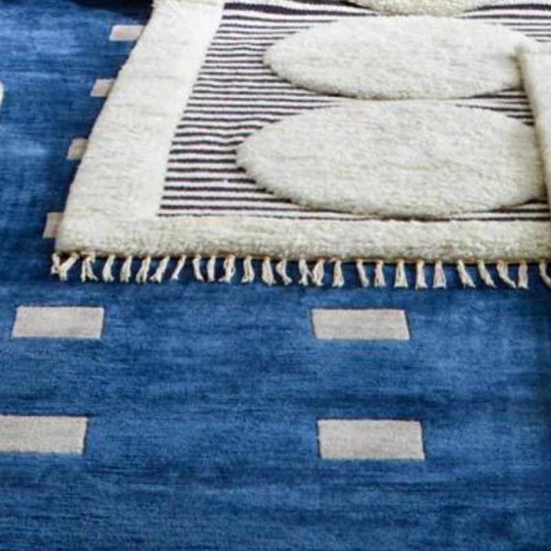 Geometric Hand-Knotted Viscose Area Rug in Blue/Pale Gray Jonathan Adler Rug Size: Rectangle 11' x 13