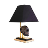Jonathan Adler Skull Table Lamp - Acrylic, Brass And Travertine Stone
