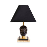 Jonathan Adler Skull Table Lamp - Acrylic, Brass And Travertine Stone