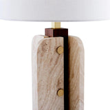 Jonathan Adler Topanga Column Table Lamp - Walnut & Travertine Stone