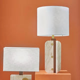 Jonathan Adler Topanga Column Table Lamp - Walnut & Travertine Stone