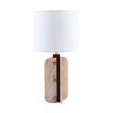 Jonathan Adler Topanga Column Table Lamp - Walnut & Travertine Stone