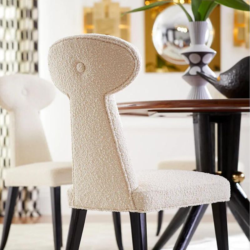 Jonathan Adler Vera Dining Chair in Woven Boucle - Olympus Oatmeal ...