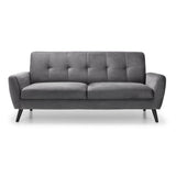 Julian Bowen Monza 3 Seater Sofa Velvet Upholstered - Dark Grey Colour