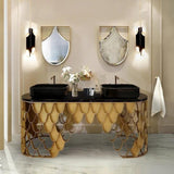 Maison Valentina KOI WALL MIRROR - Golden Brushed Brass - Home Glamorous Furnitures