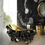 Maison Valentina RING BLACK & GOLD WALL MIRROR - Mahogany & Gold Leaf - Home Glamorous Furnitures