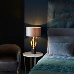 HGF Davina Table Lamp In Steel & Marble Base - Gold & Mink Colour