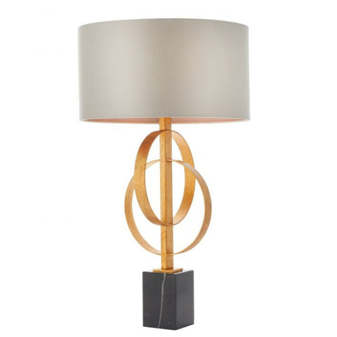 HGF Davina Table Lamp In Steel & Marble Base - Gold & Mink Colour