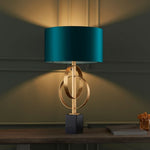 HGF Davina Table Lamp In Steel & Marble Base - Gold & Teal Colour