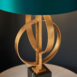 HGF Davina Table Lamp In Steel & Marble Base - Gold & Teal Colour