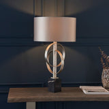 HGF Davina Table Lamp Steel & Marble Base - Silver & Mink Colour