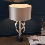 HGF Davina Table Lamp Steel & Marble Base - Silver & Mink Colour