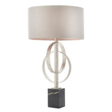 HGF Davina Table Lamp Steel & Marble Base - Silver & Mink Colour