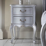 HGF Glam Bedside Table in Mahogany & Mindy Ash Wood - Silver Colour