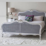 HGF Glam King Size Cane & Mindy Ash Wooden Bed - Silver Colour