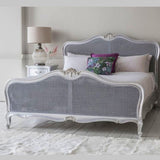 HGF Glam King Size Cane & Mindy Ash Wooden Bed - Silver Colour