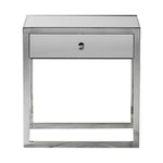 HGF Emily 1 Drawer Mirrored Bedside Table - Silver Colour