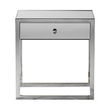 HGF Emily 1 Drawer Mirrored Bedside Table - Silver Colour