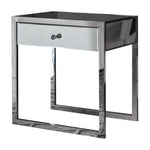 HGF Emily 1 Drawer Mirrored Bedside Table - Silver Colour