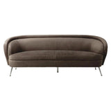 HGF Olivier 3 Seater Sofa in Velvet Upholstered- Dark Taupe Colour