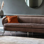 HGF Olivier 3 Seater Sofa in Velvet Upholstered- Dark Taupe Colour