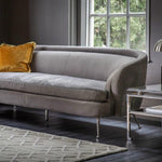 HGF Olivier 3 Seater Sofa in Velvet Upholstered - Grey Colour