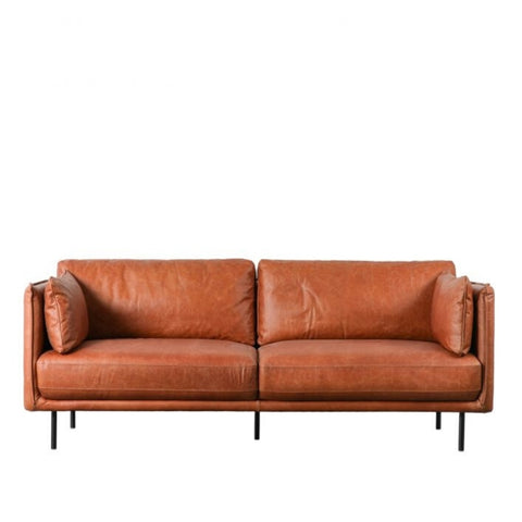 HGF Danny 3 Seater Sofa in Leather Upholstered - Brown Colour