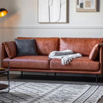 HGF Danny 3 Seater Sofa in Leather Upholstered - Brown Colour