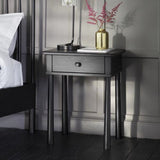 HGF Putney 1 Drawer Bedside Table in Oak & Pine Wood - Black Colour