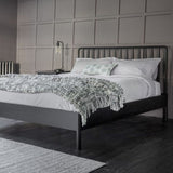 HGF Putney Spindle King Size Bed in Oak Wood - Black Colour