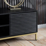 HGF Justin TV Unit 2 Doors & One Shelf in Mango Wood - Black & Gold