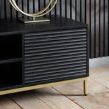 HGF Justin TV Unit 2 Doors & One Shelf in Mango Wood - Black & Gold