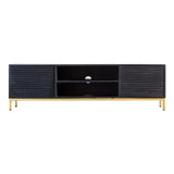 HGF Justin TV Unit 2 Doors & One Shelf in Mango Wood - Black & Gold