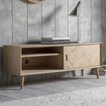 HGF Paul TV Unit 2 Slide Doors And One Shelf - Natural Oak Colour