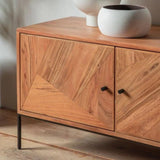 HGF Sayaka TV Unit 4 Doors Storage in Acacia Wood - Natural Colour