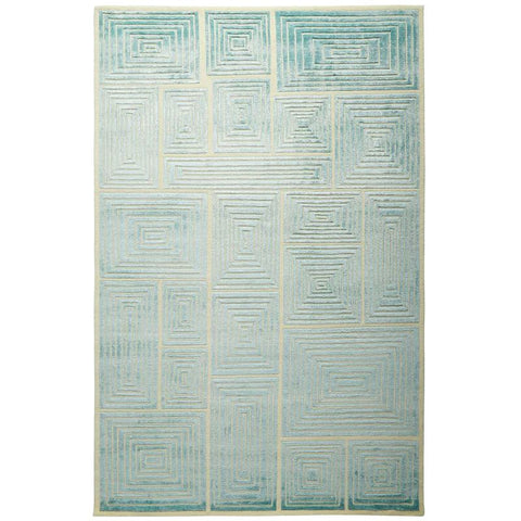 Jonathan Adler BLOCKS Hand Knotted Rug Viscose & Wool - Silvery Blue