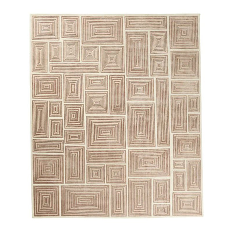 Jonathan Adler BLOCKS Hand Knotted Rug in Viscose & Wool - Champagne