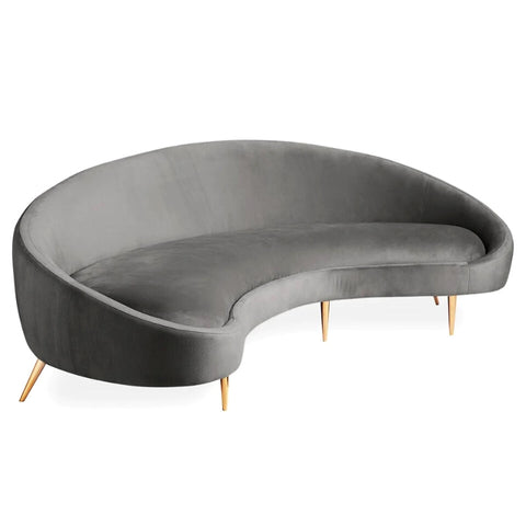 Jonathan Adler Ether Curved 4 Seater Sofa - Bergamo Graphite Velvet