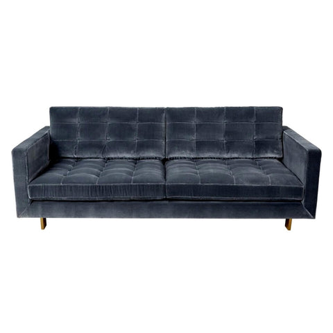 Jonathan Adler Ford 3 Seater Sofa - Angora Charcoal Faux Mohair Velvet