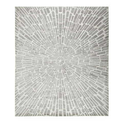 Jonathan Adler SUNBURST Hand Knotted Rug in Viscose & Wool - Grey