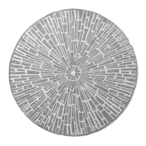 Jonathan Adler SUNBURST Round Hand Knotted Rug Viscose & Wool - Grey