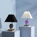 Jonathan Adler Skull Table Lamp - Purple Acrylic, Nickel & Marble Base