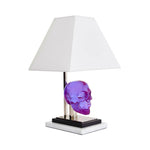 Jonathan Adler Skull Table Lamp - Purple Acrylic, Nickel & Marble Base