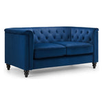 Julian Bowen Sandringham 2 Seats Sofa Velvet Upholstered - Blue Colour