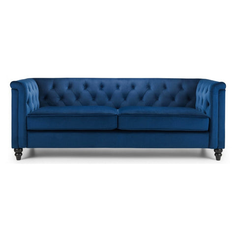 Julian Bowen Sandringham 3 Seats Sofa Velvet Upholstered - Blue Colour