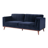 Twenty10 Designs Mickey 3 Seater Sofa Velvet Upholstered - Blue Colour